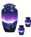 Aurora Borealis Theme Large Urn With 2 Keepsake Urn
