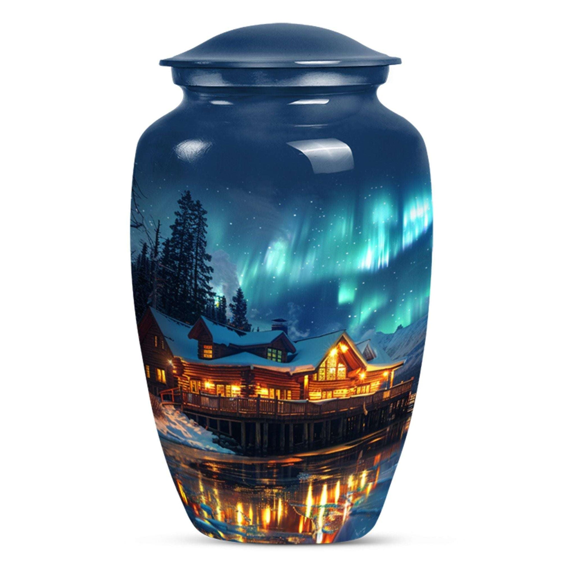 Aurora Borealis Borealis Theme Large Urn 10 Inch