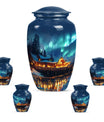 Aurora Borealis Borealis Theme Large Urn With 4 Keepsake Urn