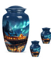 Aurora Borealis Borealis Theme Large Urn With 2 Keepsake Urn