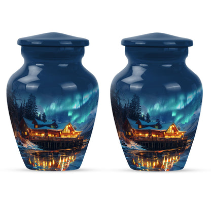 Northern Lights themed butterfly design Cremation urn