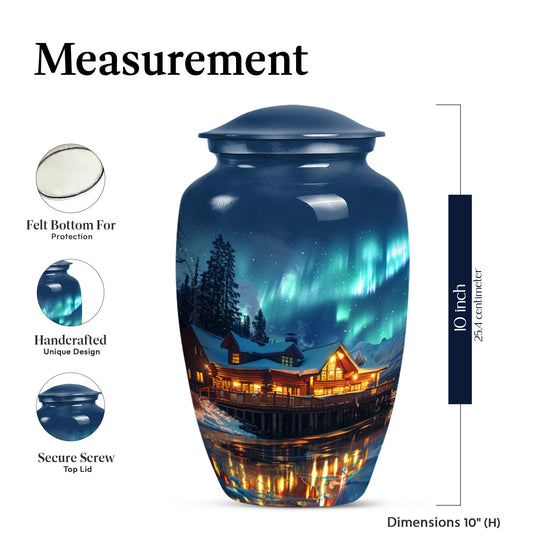 Northern Lights themed butterfly design Cremation urn