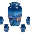 Aurora Borealis Theme Large Urn With 4 Keepsake Urn