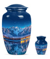 Aurora Borealis Theme Large Urn With 1 Keepsake Urn