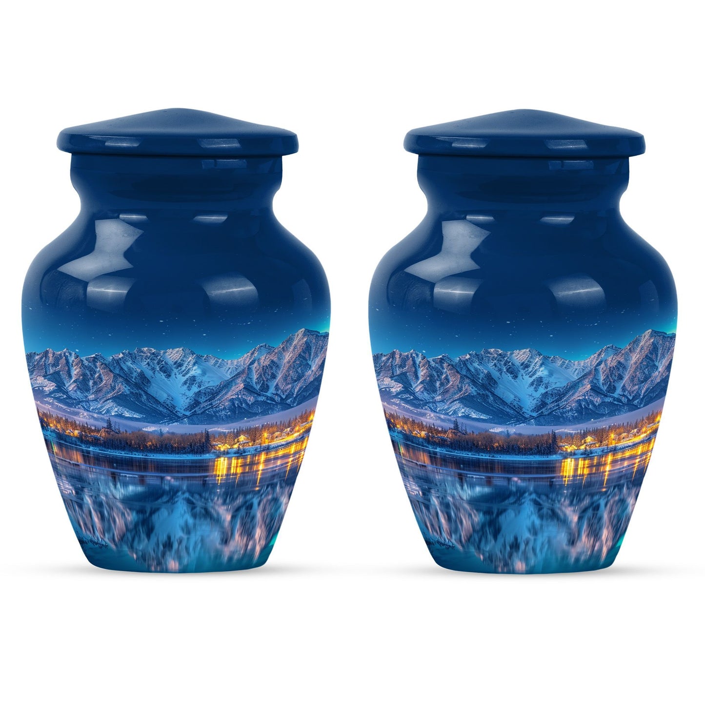  Aurora Borealis urn with butterfly motif