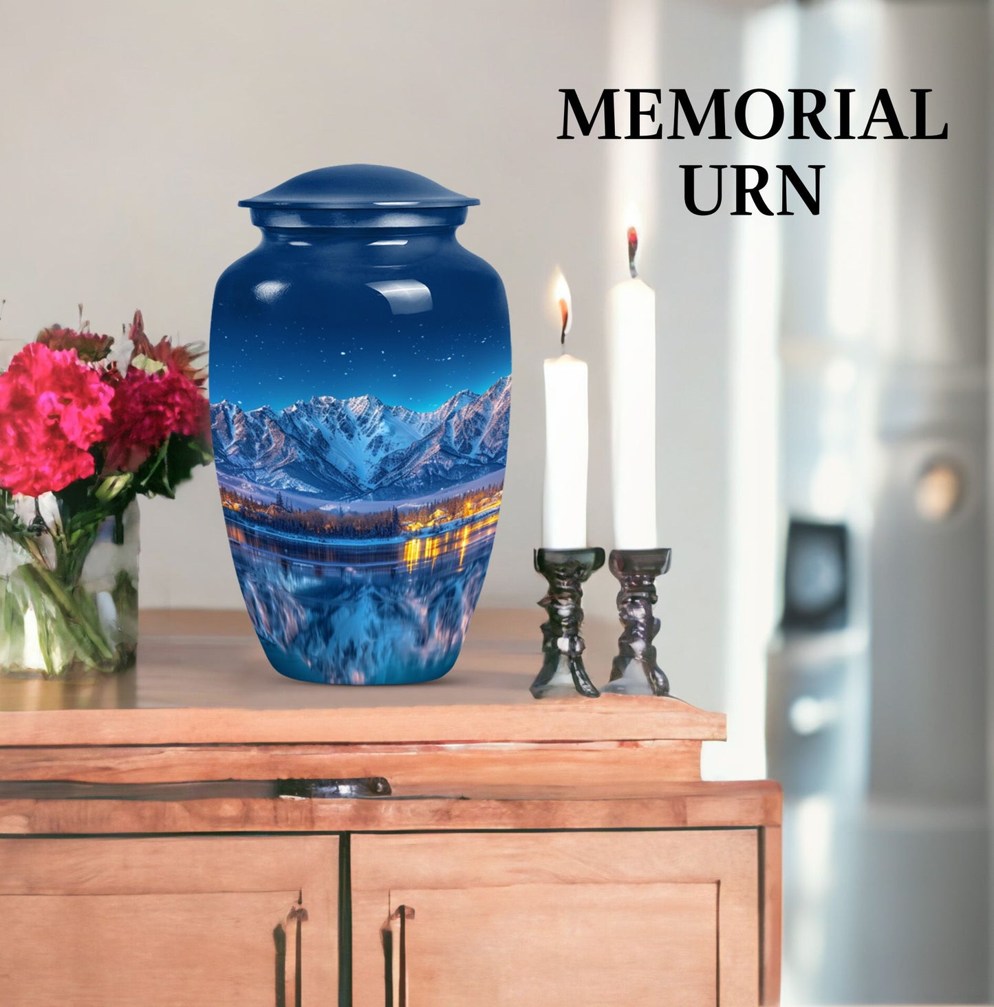  Aurora Borealis urn with butterfly motif