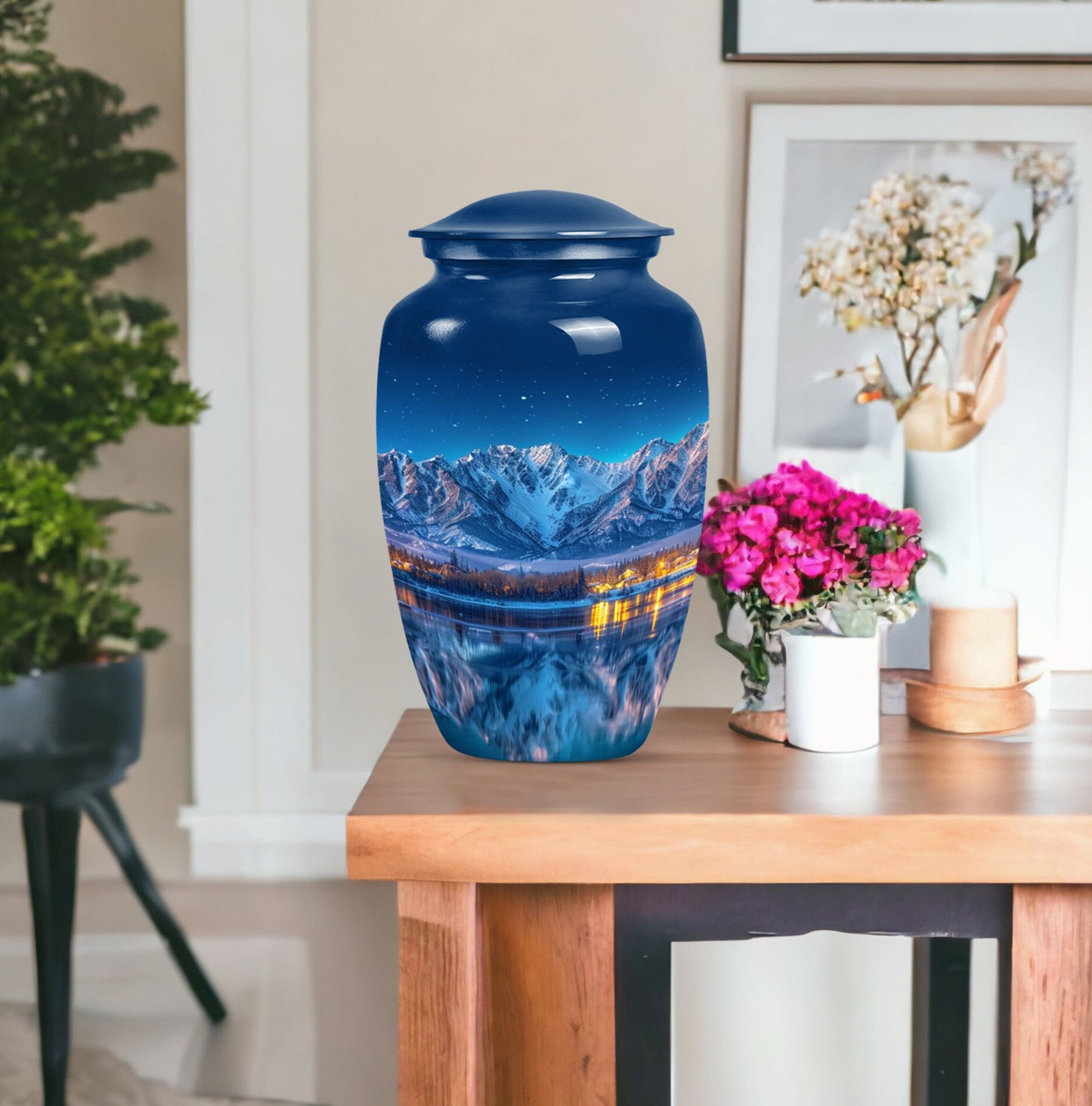  Aurora Borealis urn with butterfly motif