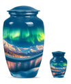 Aurora Borealis Theme Large Urn With 1 Keepsake Urn
