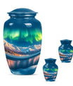 Aurora Borealis Theme Large Urn With 2 Keepsake Urn