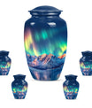 Aurora Borealis Theme Large Urn With 4 Keepsake Urn
