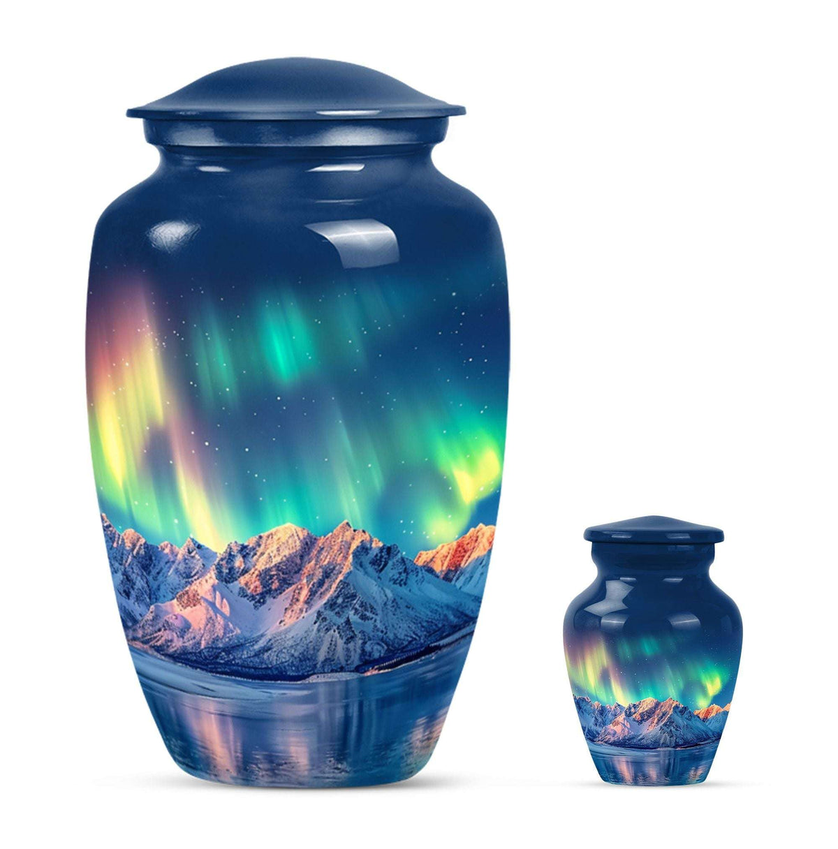Aurora Borealis Theme Large Urn With 1 Keepsake Urn