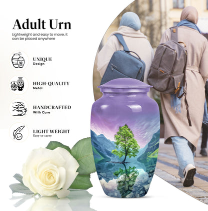 Arora borealis 10-inch classic urn for mother's ashes.
