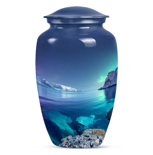 10-inch classic arora borealis urn with butterfly theme