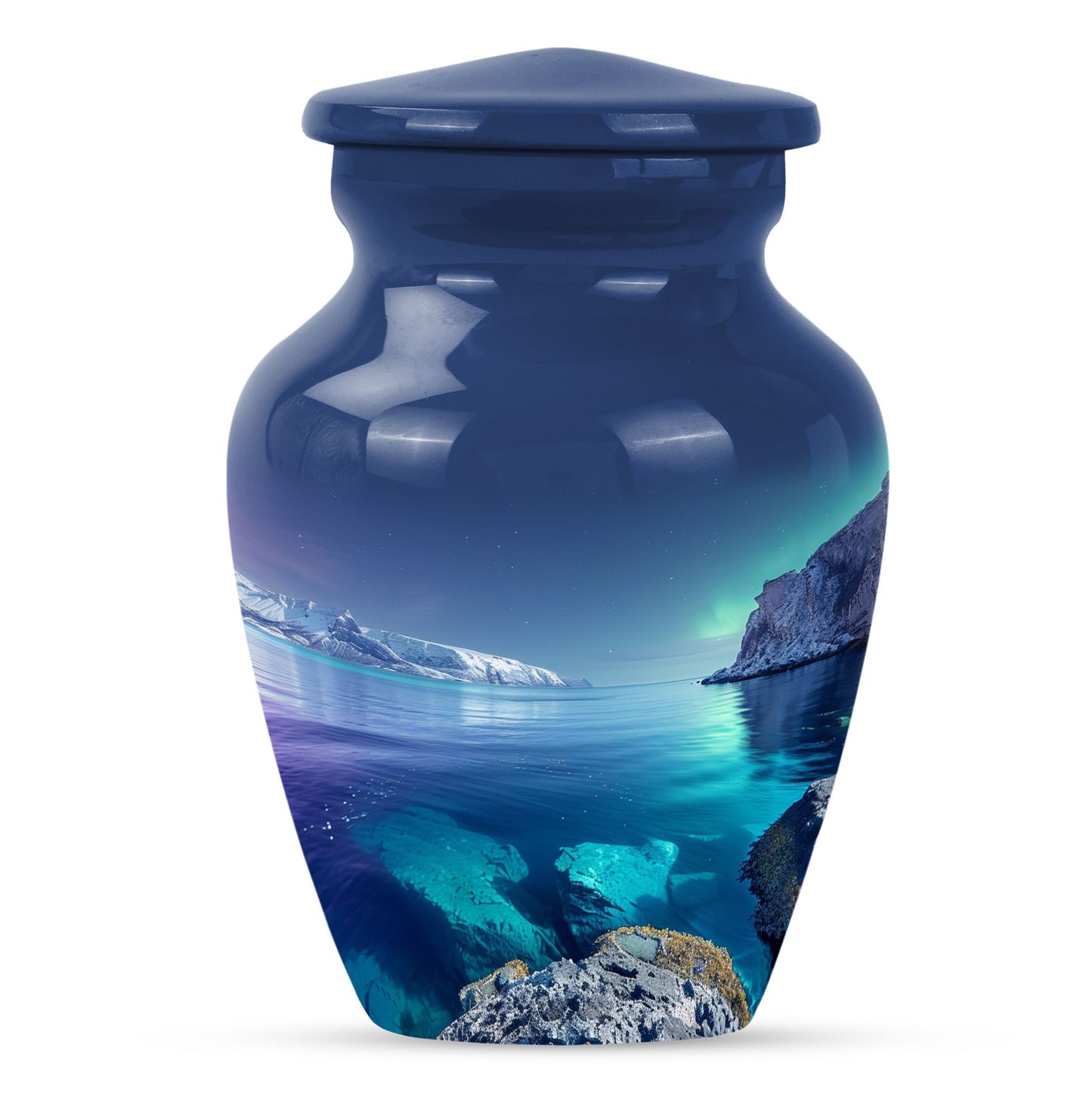 10-inch classic arora borealis urn with butterfly theme