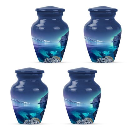 10-inch classic arora borealis urn with butterfly theme