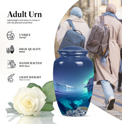 10-inch classic arora borealis urn with butterfly theme
