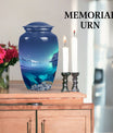 10-inch classic arora borealis urn with butterfly theme
