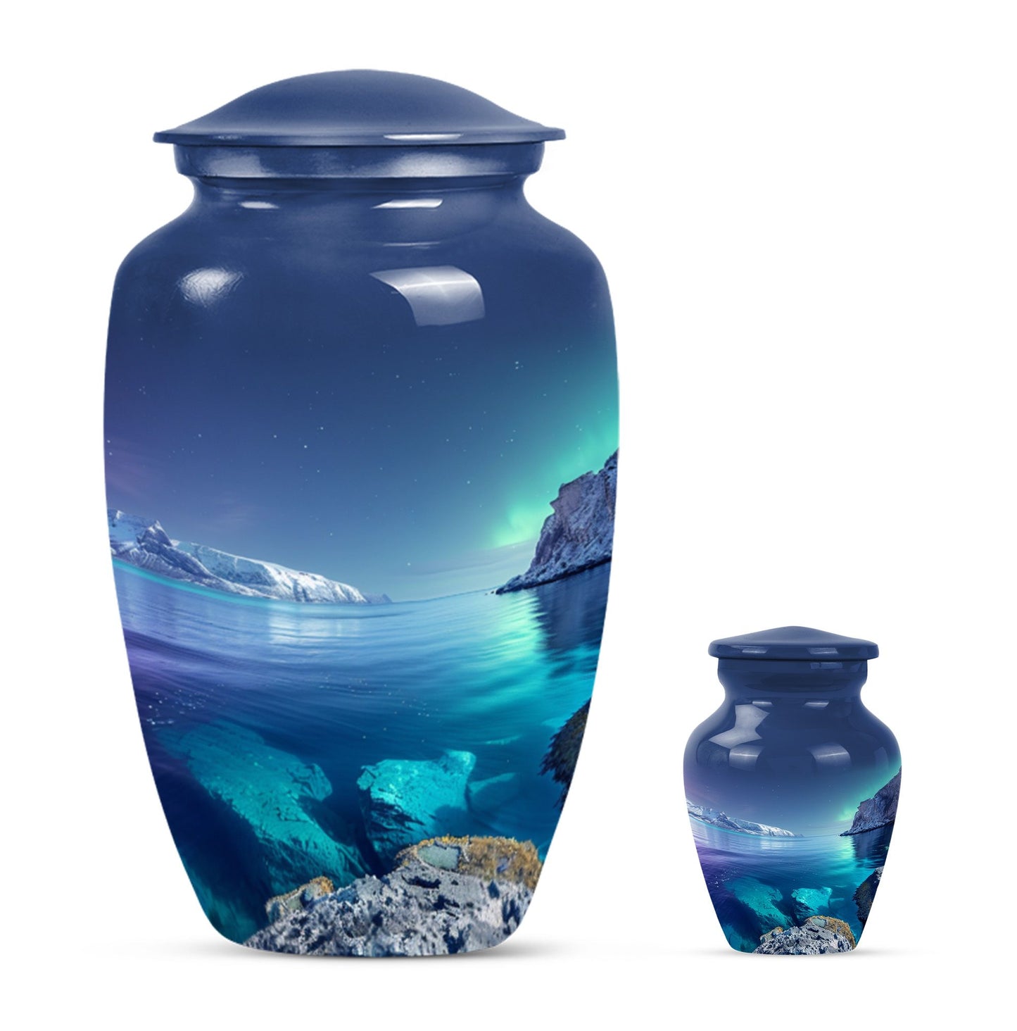 10-inch classic arora borealis urn with butterfly theme