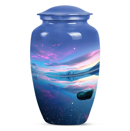 10-inch Arora Borealis Aluminum Cremation Urn.