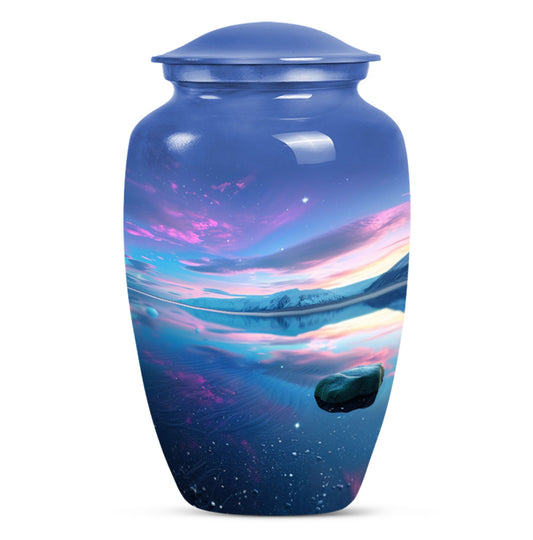 10-inch Arora Borealis Aluminum Cremation Urn.