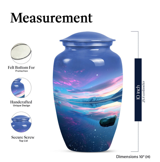 10-inch Arora Borealis Aluminum Cremation Urn.