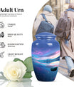 10-inch Arora Borealis Aluminum Cremation Urn.
