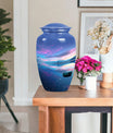 10-inch Arora Borealis Aluminum Cremation Urn.