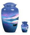 10-inch Arora Borealis Aluminum Cremation Urn.