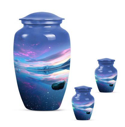 10-inch Arora Borealis Aluminum Cremation Urn.