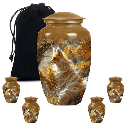 Fox Theme Large Urn With 4 Keepsake Urn