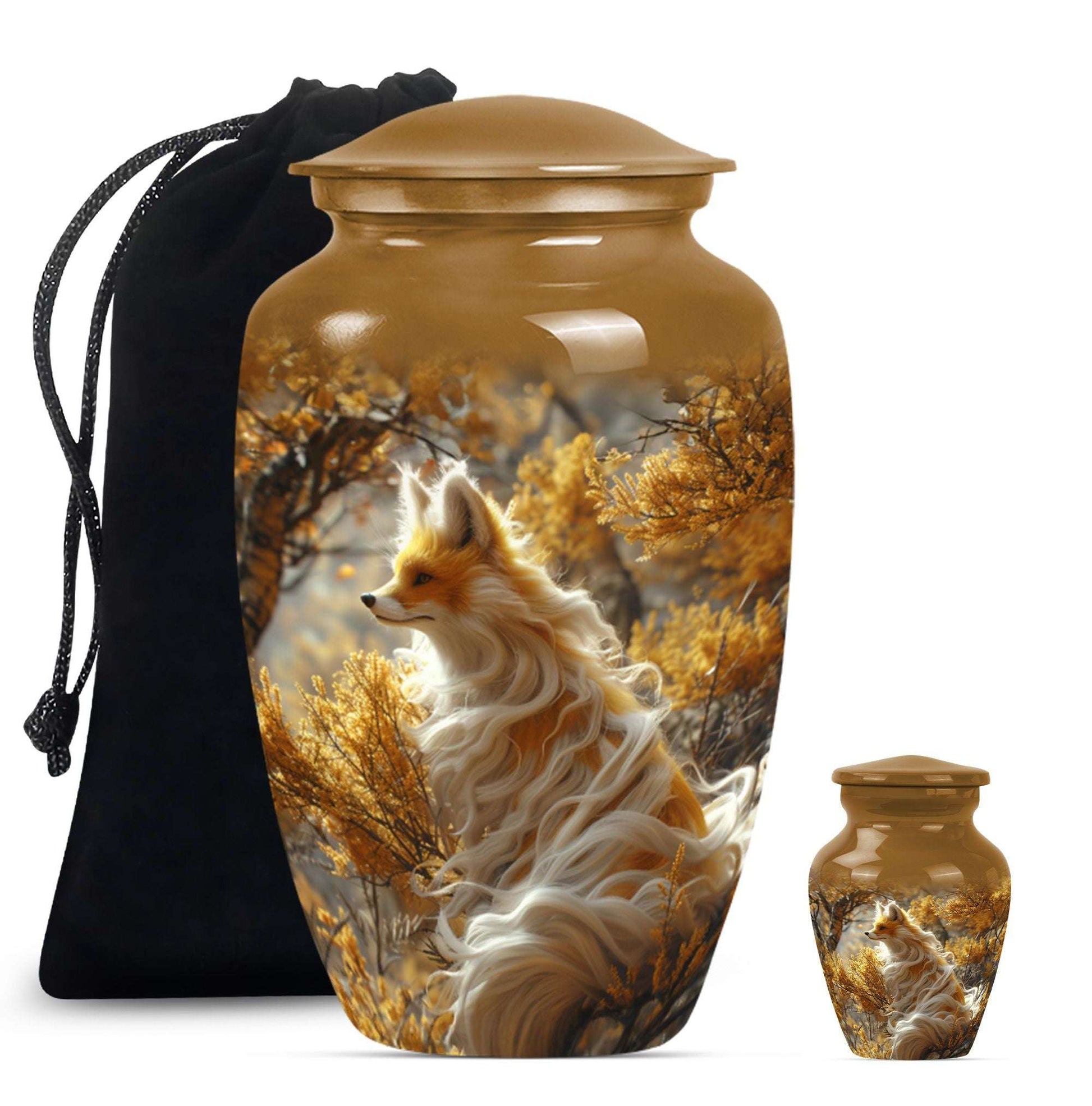 Fox Theme Large Urn With 1 Keepsake Urn