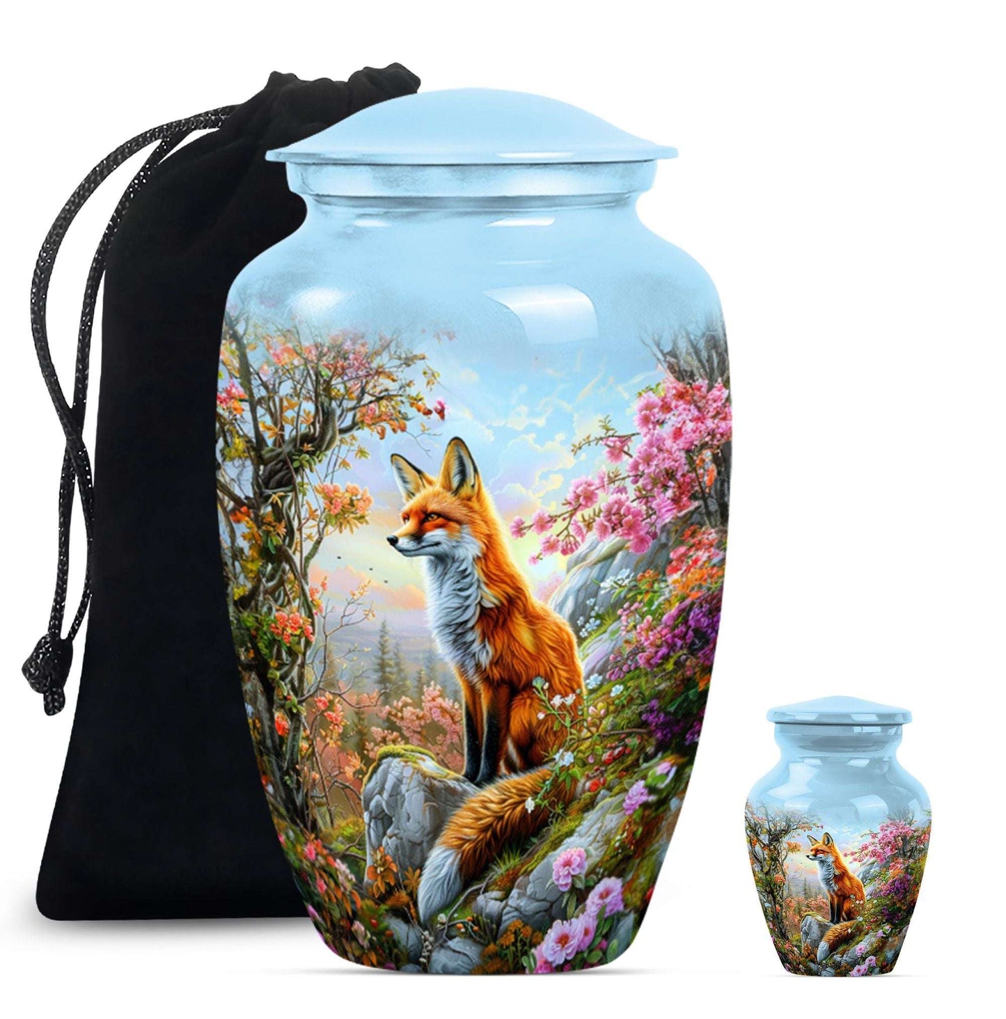 Fox Theme Large Urn With 1 Keepsake Urn
