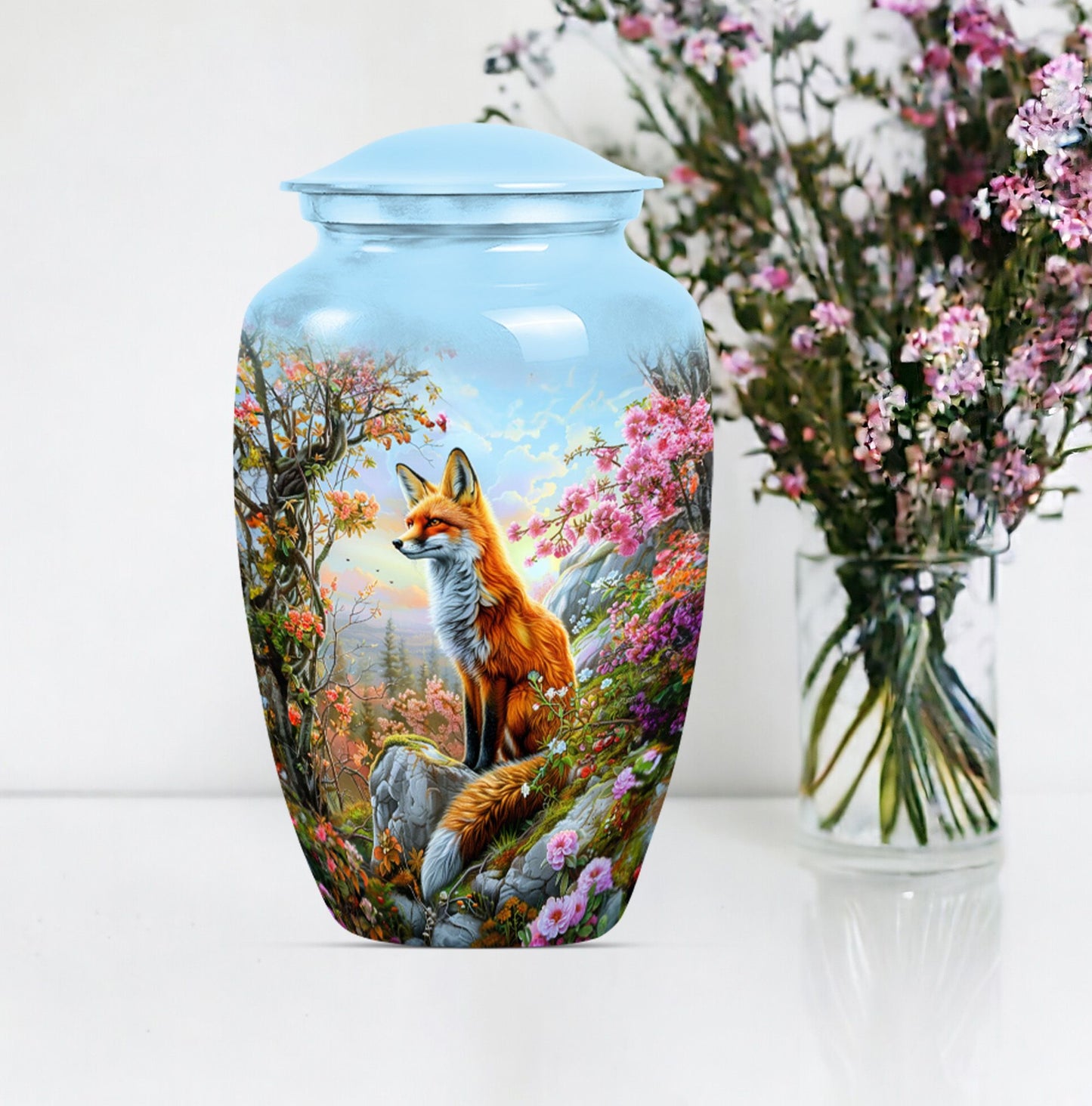 Classic 10-inch fox urn, a funeral cremation urn for women