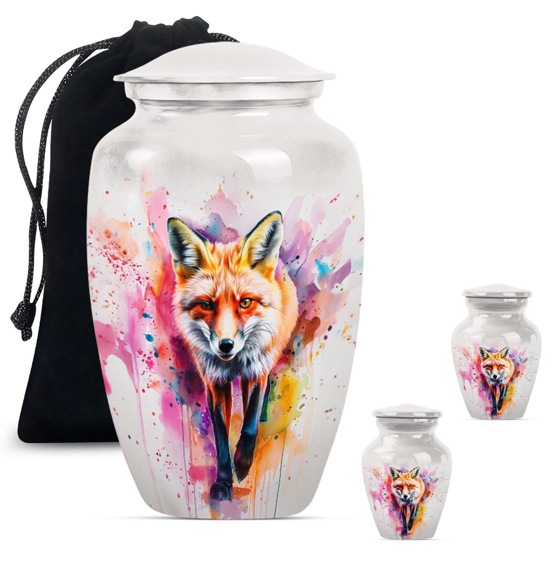 Fox Theme Large Urn With 2 Keepsake Urn