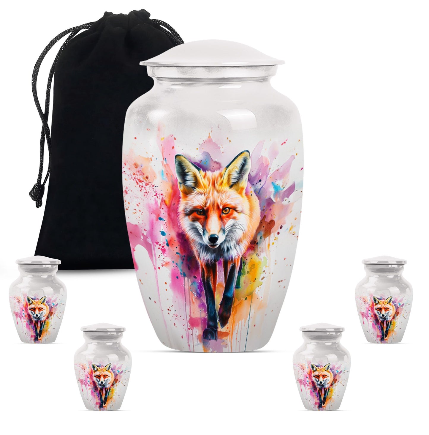 Classic 10-inch Fox Urn in Aluminium with Butterfly Theme.
