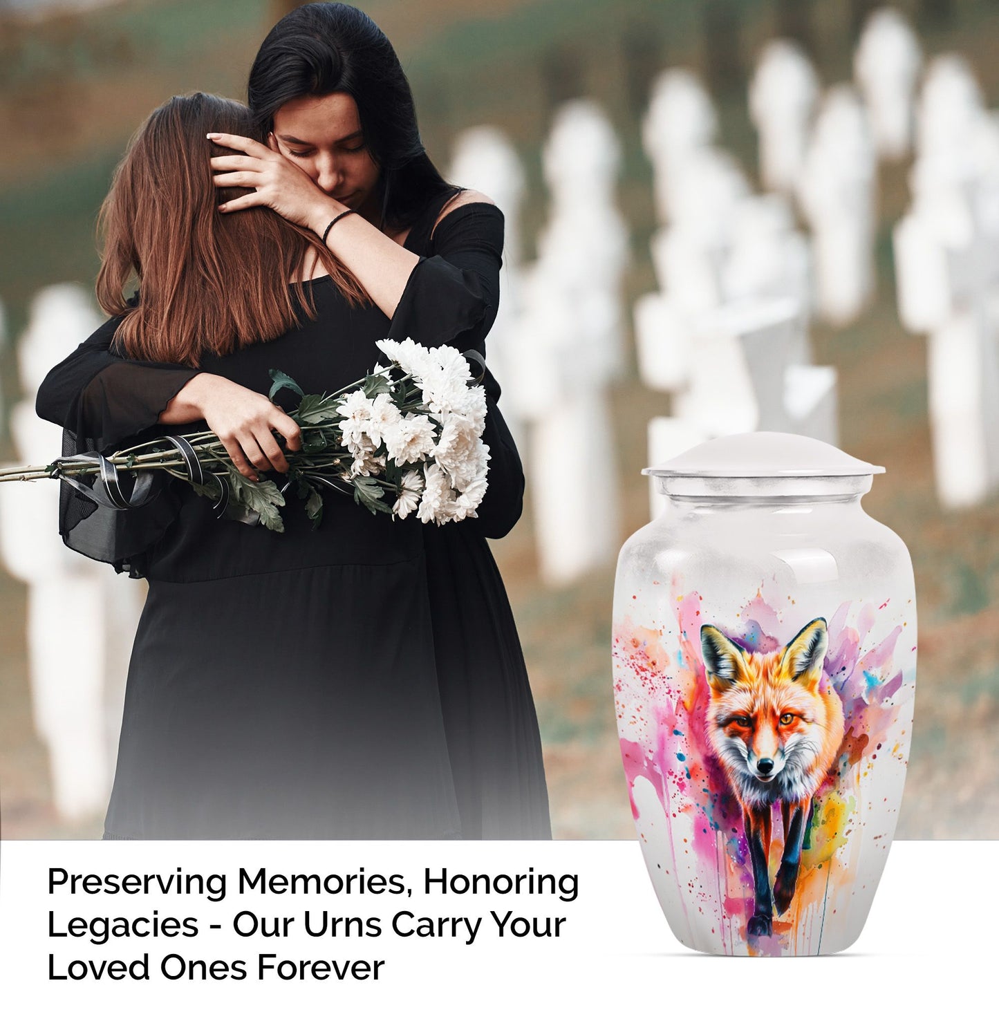 Classic 10-inch Fox Urn in Aluminium with Butterfly Theme.