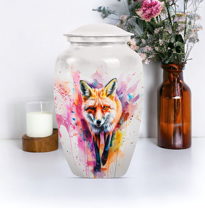 Classic 10-inch Fox Urn in Aluminium with Butterfly Theme.