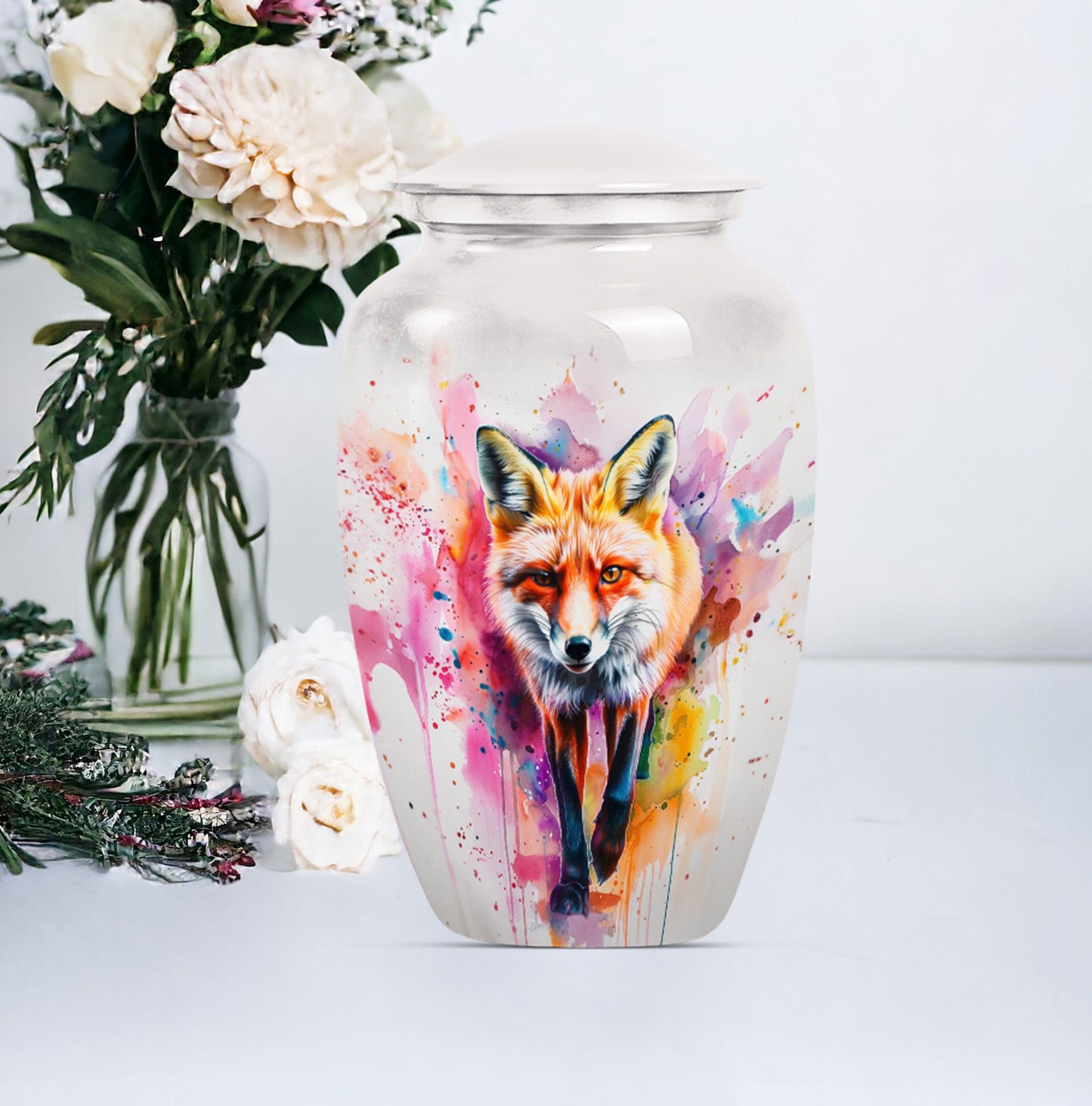 Classic 10-inch Fox Urn in Aluminium with Butterfly Theme.