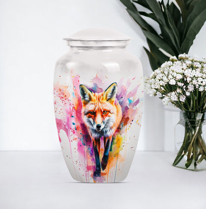 Classic 10-inch Fox Urn in Aluminium with Butterfly Theme.