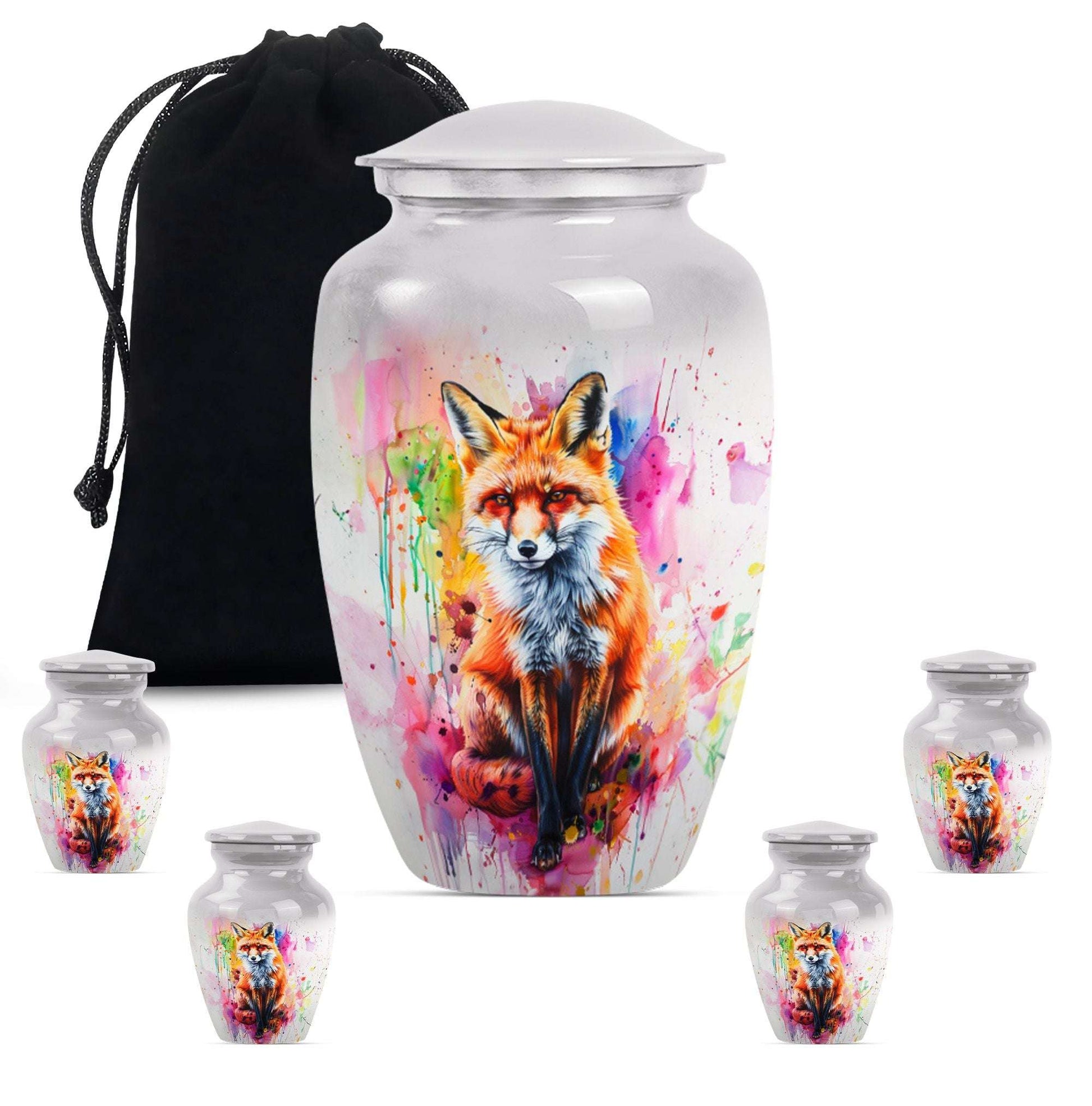 Fox Theme Large Urn With 4 Keepsake Urn