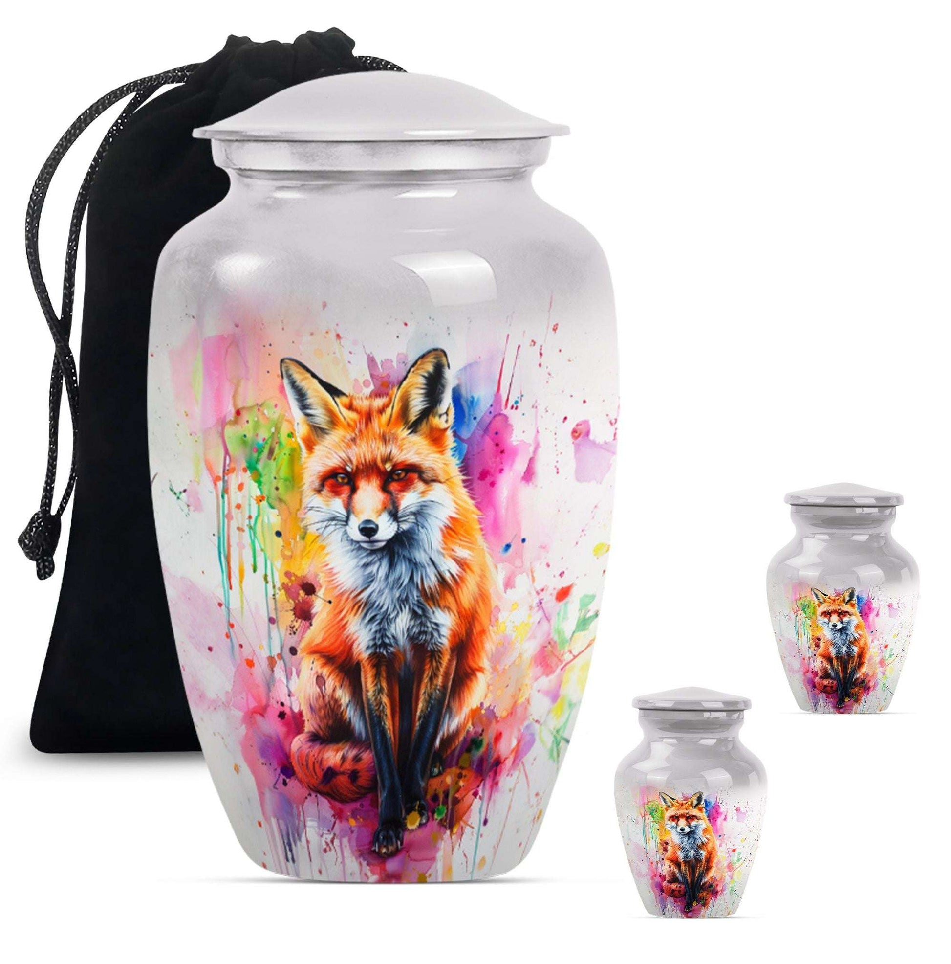 Fox Theme Large Urn With 2 Keepsake Urn