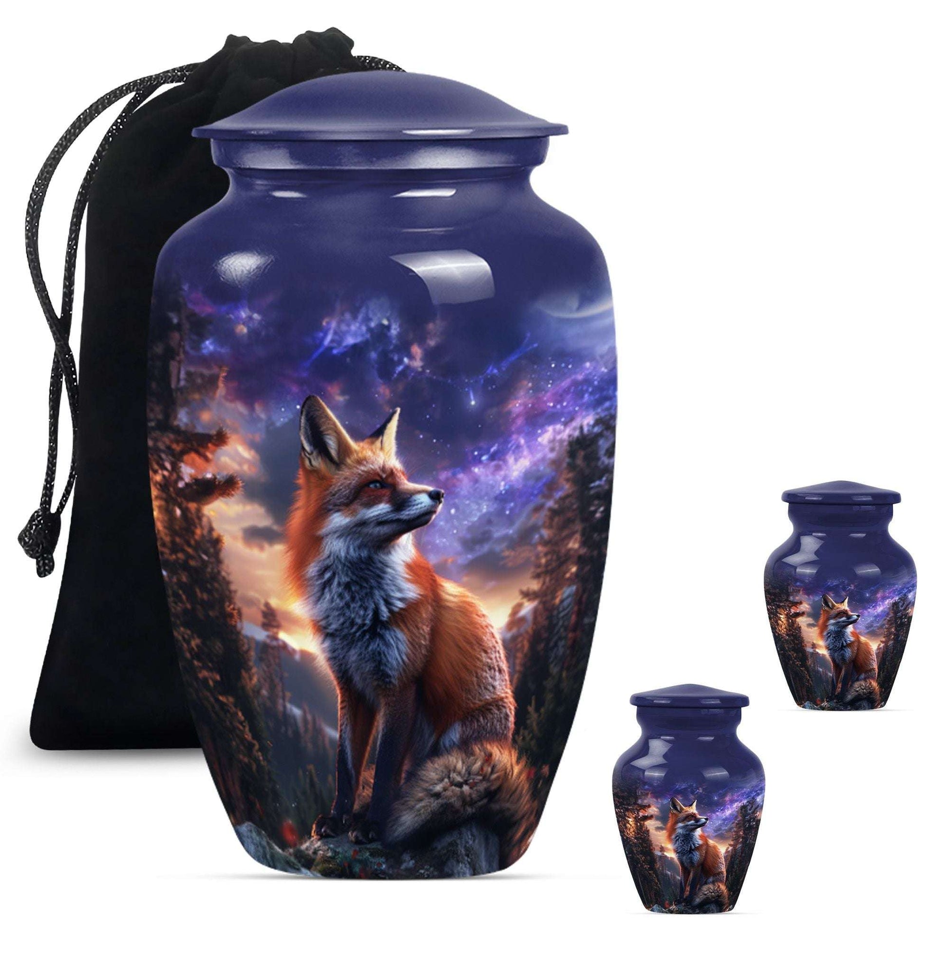 Fox Theme Large Urn With 2 Keepsake Urn
