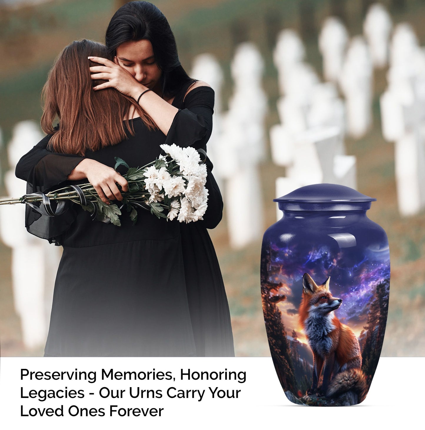 Classic  Butterfly-themed Fox Urn for human cremation ashes
