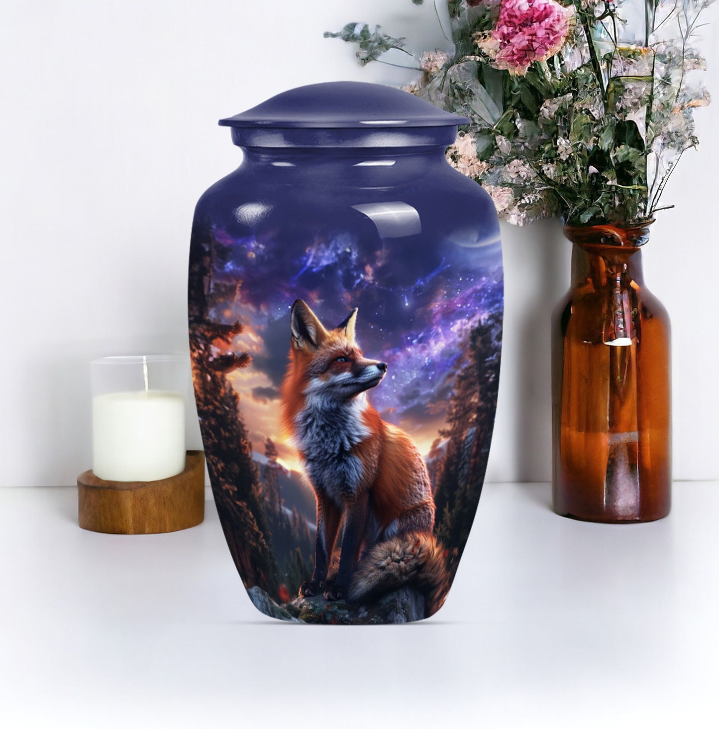 Classic  Butterfly-themed Fox Urn for human cremation ashes