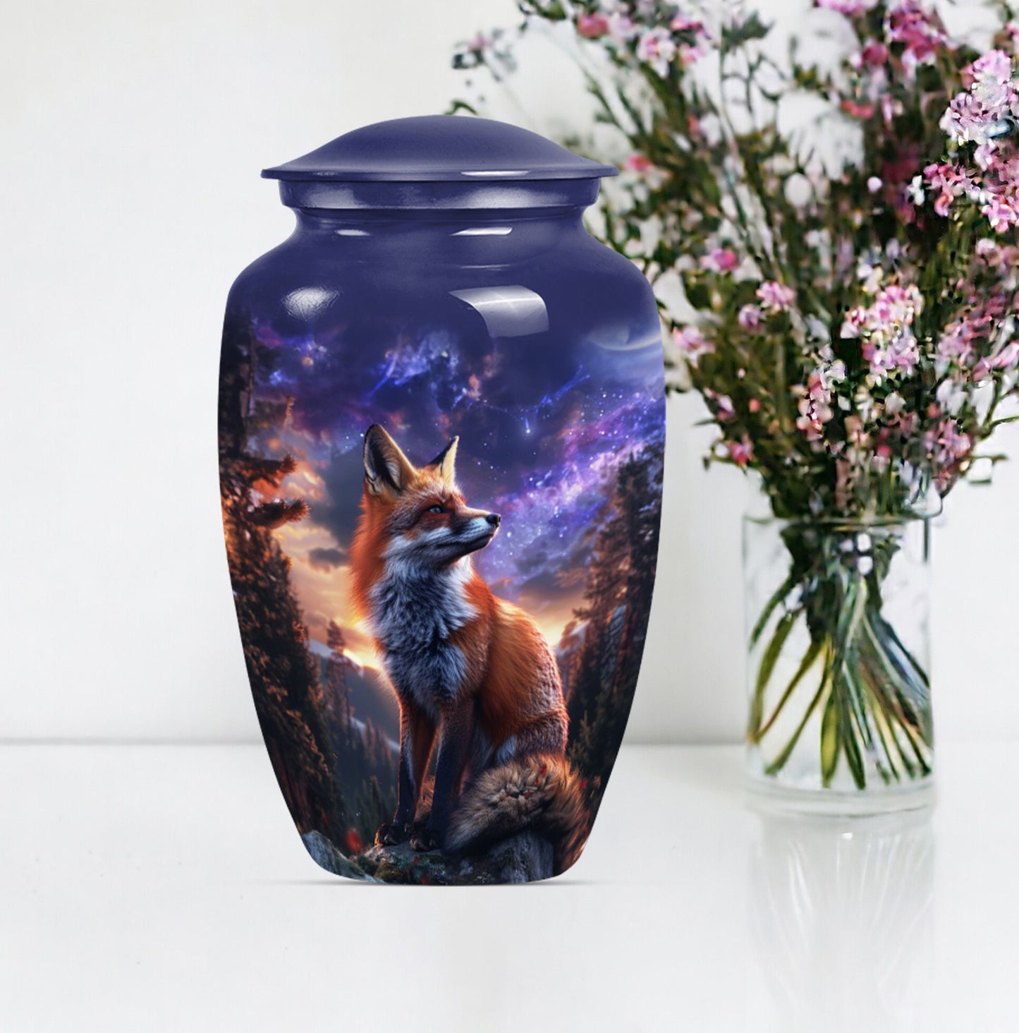 Classic  Butterfly-themed Fox Urn for human cremation ashes
