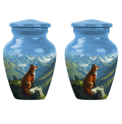 10-inch fox urn with butterfly theme.