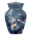 Classic 10-inch fox urn with butterfly theme.