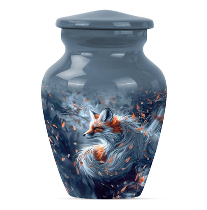 Classic 10-inch fox urn with butterfly theme.