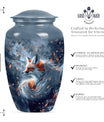Classic 10-inch fox urn with butterfly theme.