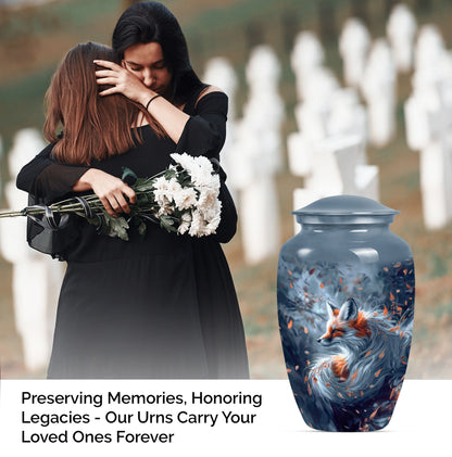 Classic 10-inch fox urn with butterfly theme.